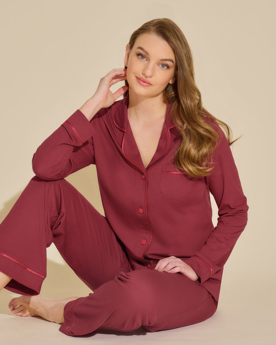 Red Set - Bella Long Sleeve Top & Pant Pajama Set