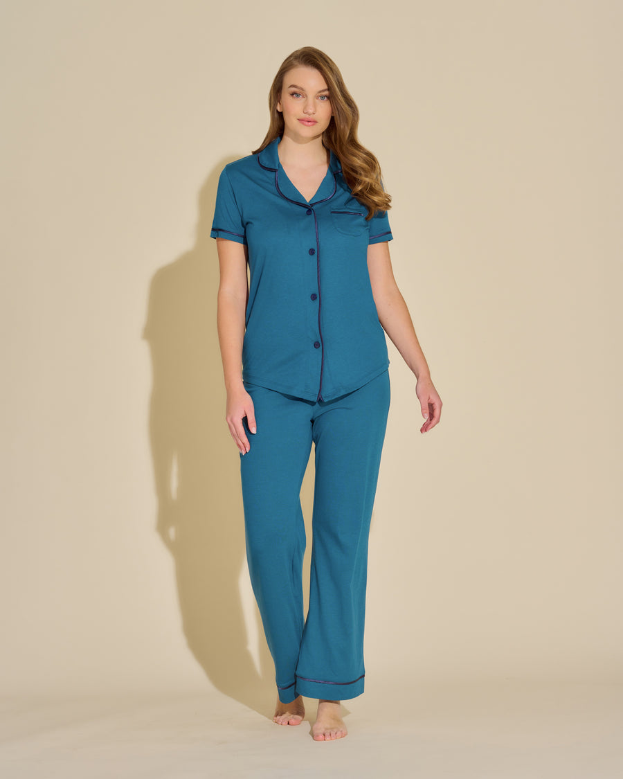 Blue Set - Bella Short Sleeve Top & Pant Pajama Set