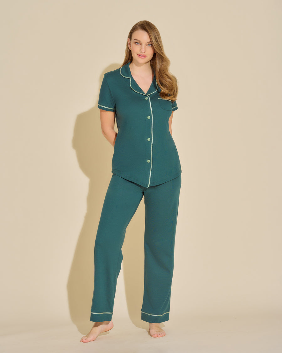 Verde Conjuntos - Bella Conjunto De Pijama Con Camisa De Manga Corta Y Pantalones