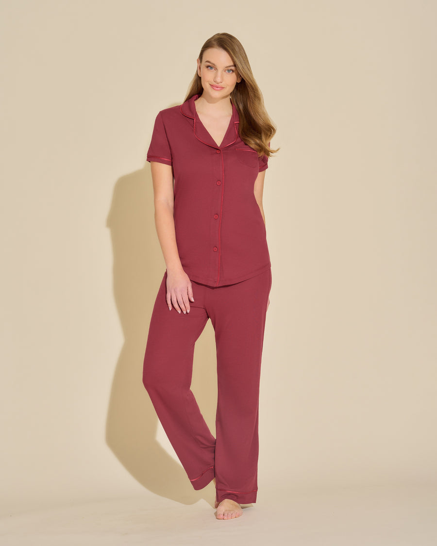 Red Set - Bella Short Sleeve Top & Pant Pajama Set