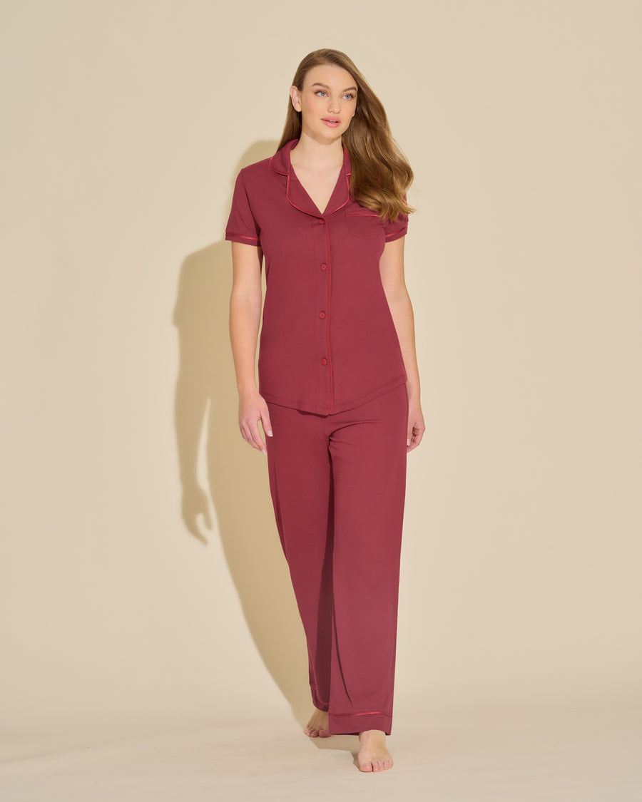 Rot Set - Bella Kurzärmeliges Top & Hose Pyjama-Set