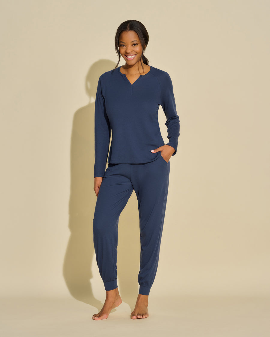 Blau Set - Bella Langärmeliges Top- & Jogger-Set