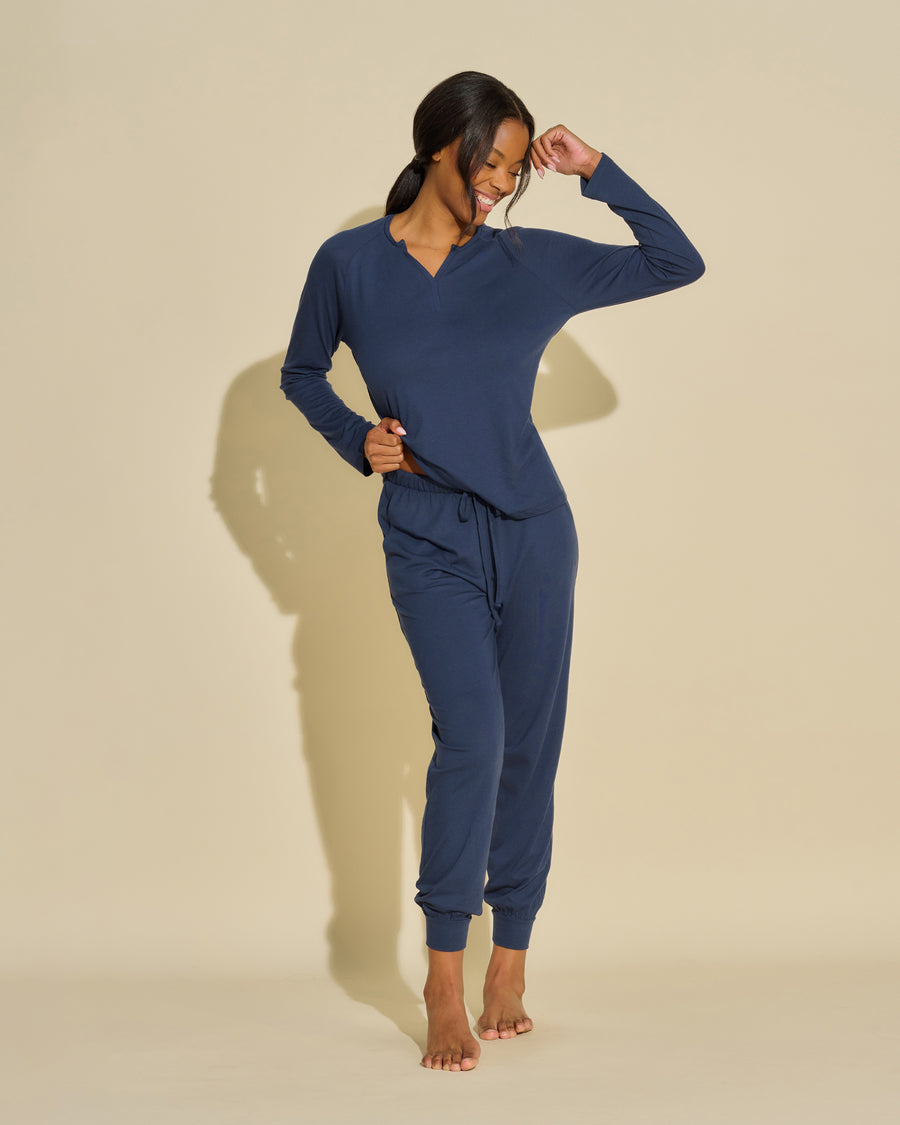 Blau Set - Bella Langärmeliges Top- & Jogger-Set