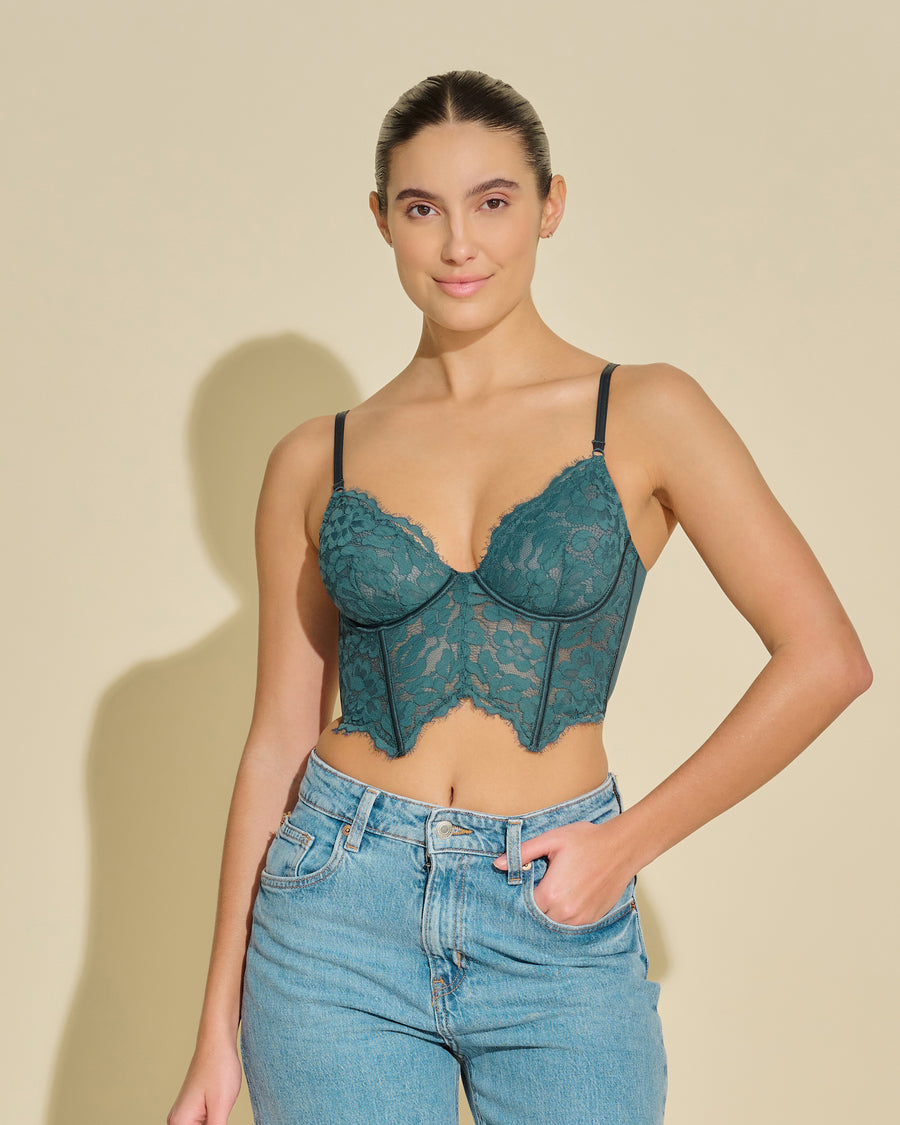 Verte Soutien-Gorge - Magnolia Soutien-Gorge Style Bustier À Armatures