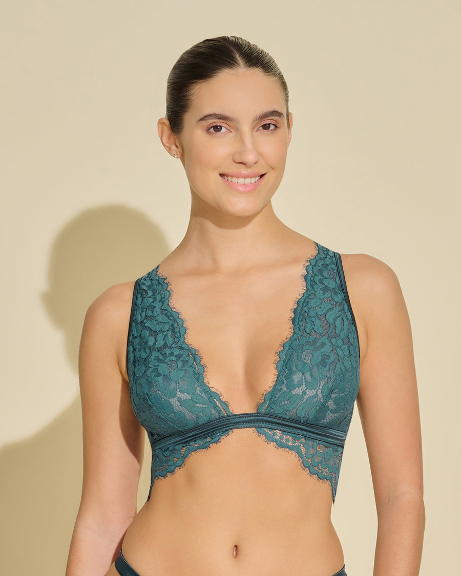 Verde Bralette - Magnolia Bralette Con Taglio A Triangolo Alto