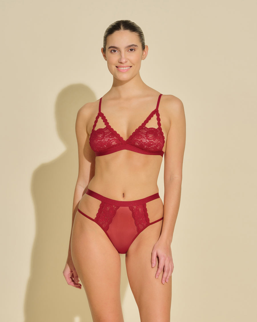 Rot Bralette - Never Say Never Peek-A-Boo Bh