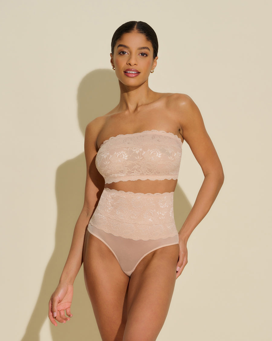 Beige Slip Sgambati - Never Say Never Bikini Sexy A Vita Alta Modellante