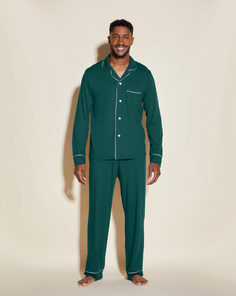 Green Men Sets - Bella Men's Classic Long Sleeve Top & Pant Pajama Set