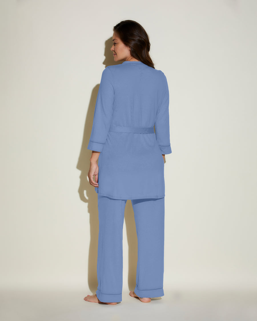 Azul Conjuntos - Bella Conjunto De Pijama Para Lactancia De 3 Piezas Con Bata