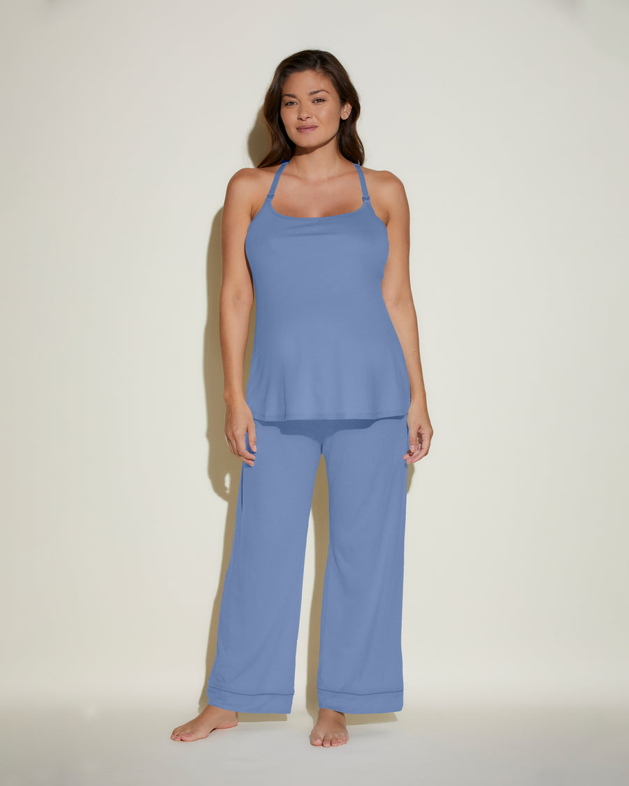 Azul Conjuntos - Bella Conjunto De Pijama Para Lactancia De 3 Piezas Con Bata