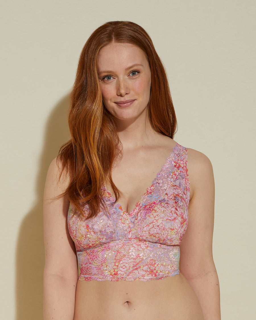 Stampa Bralette - Never Say Never Printed Bralette Curvy A Corsetto Con Scollatura Profonda